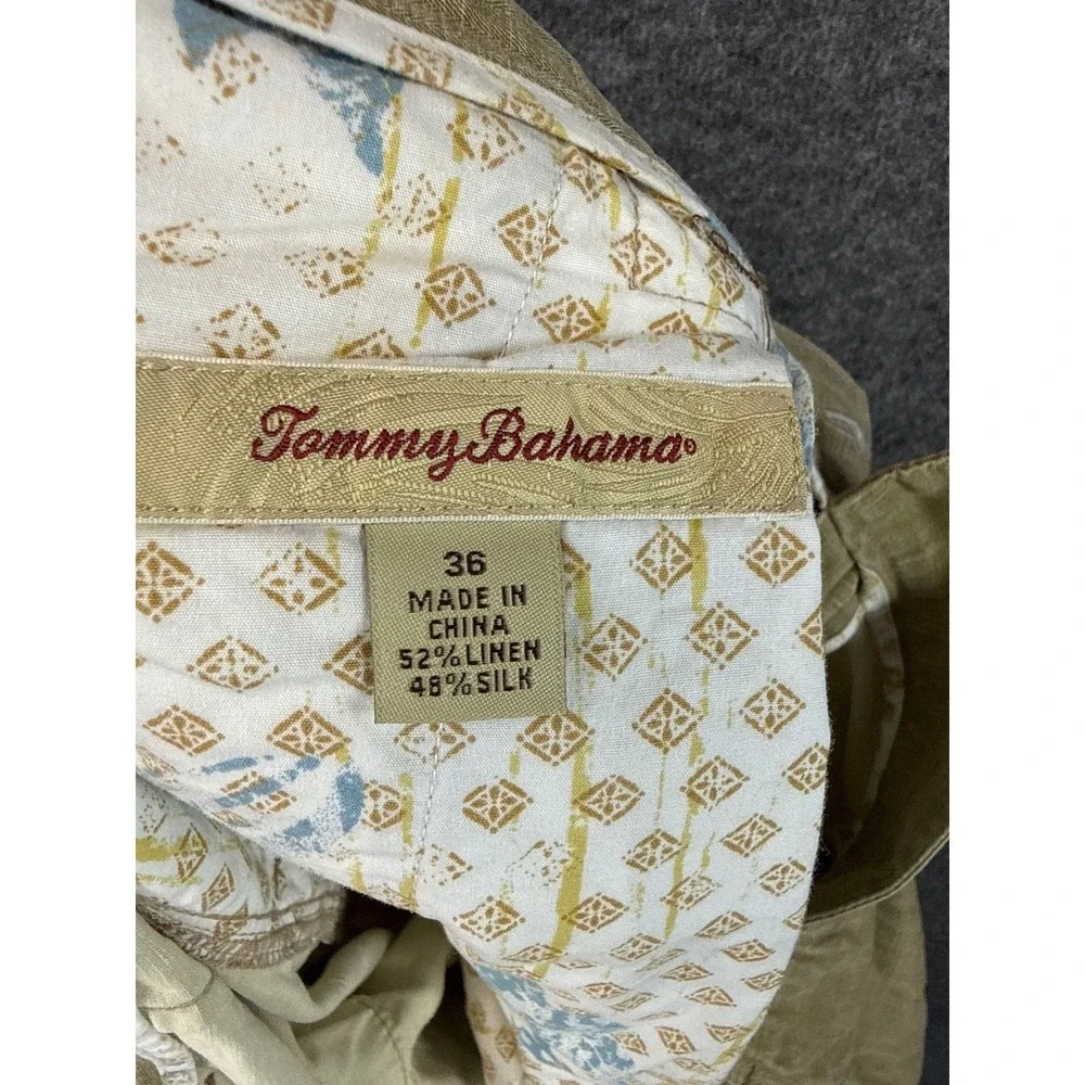 Tommy Bahama Mens 36 Linen‎ Silk Bermuda Shorts Tan Relaxed Summer Beach Bar EUC